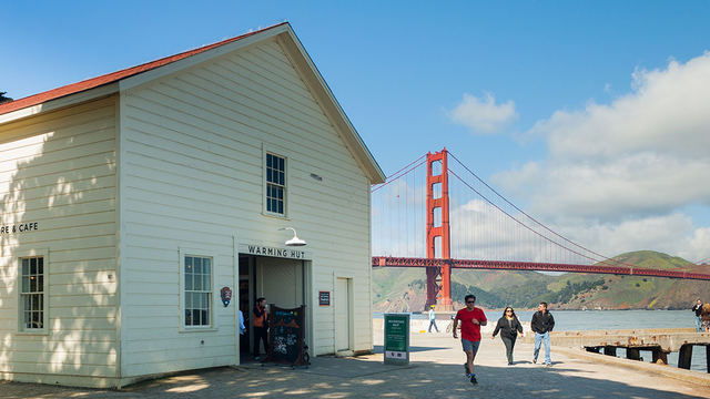 Visitors to the Warming Hut at Crissy Field are seen in a file photo.