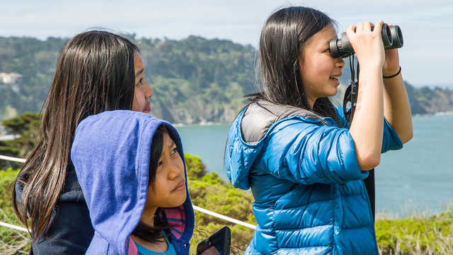 girls birdwatching