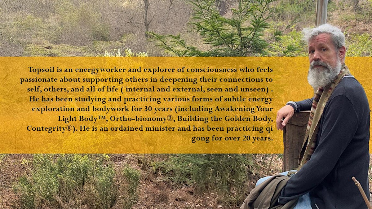 Image of Topsoil on the left next to a yellow banner with black text.