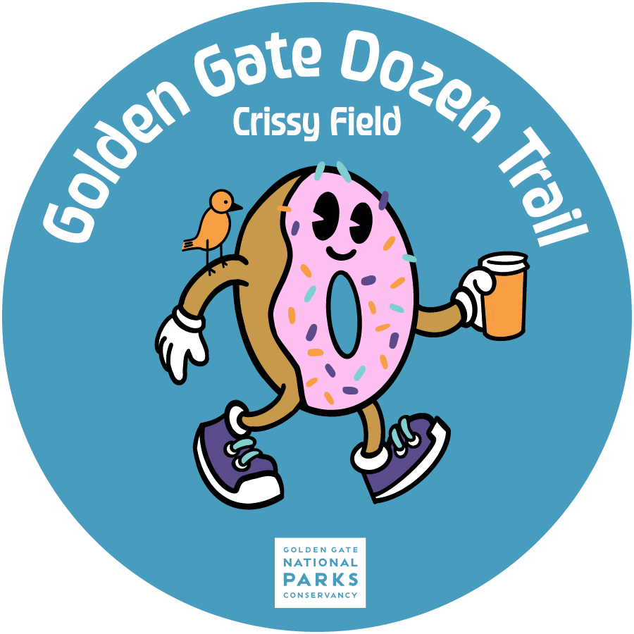 Illustrated mascot highlights the Crissy Field portion of the Golden Gate Dozen.
