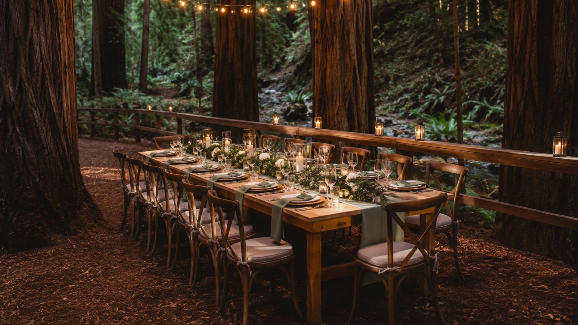A candle lit private dinner in Muir Woods