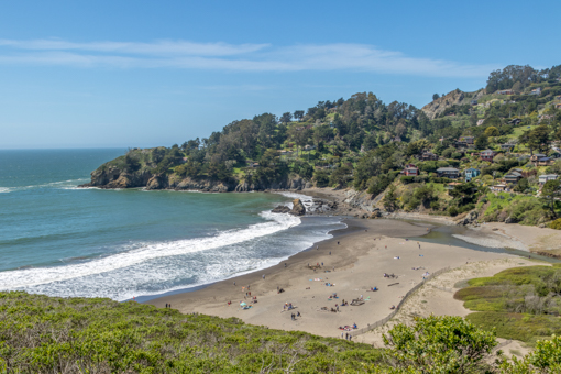Scenic view of Muir Beach from overhead.