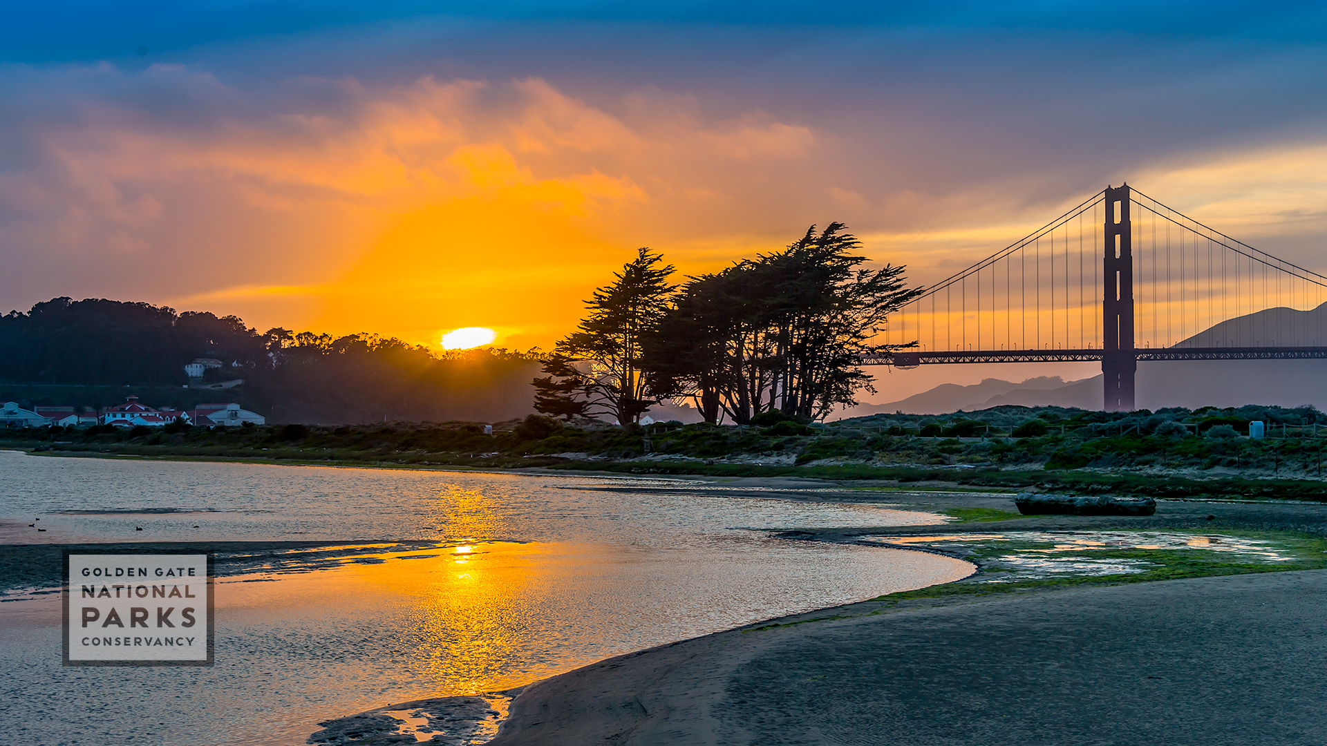 Sunset over salt marsh, Crissy Field