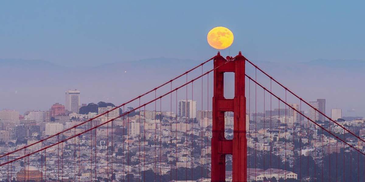 Full moon over Golden Gate Bridge