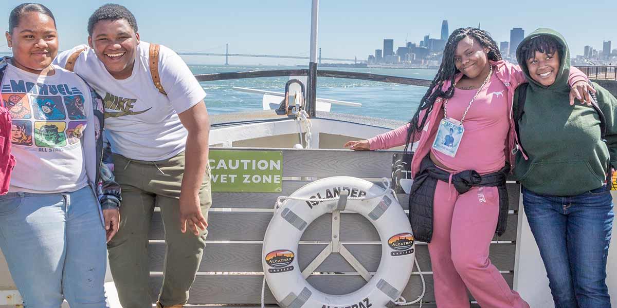 Youth on their way to Alcatraz for Park Hop in 2018.