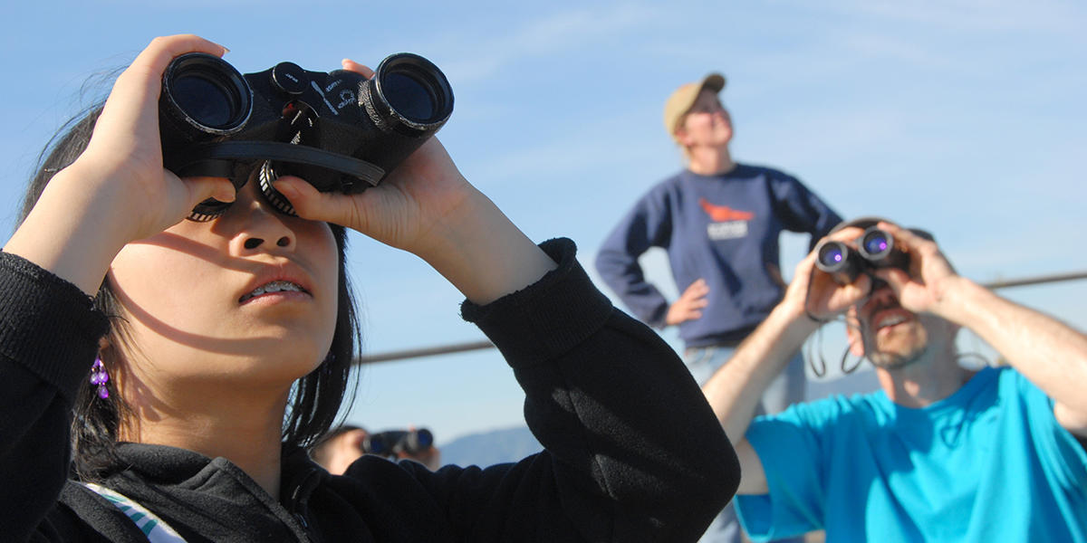 person with binoculars