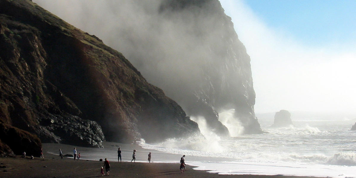 Waves crash on the shores of Sandy Hills