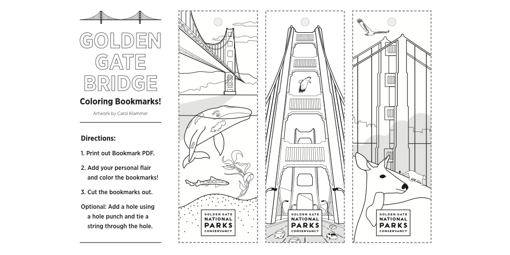 Golden Gate Bridge Coloring Bookmarks