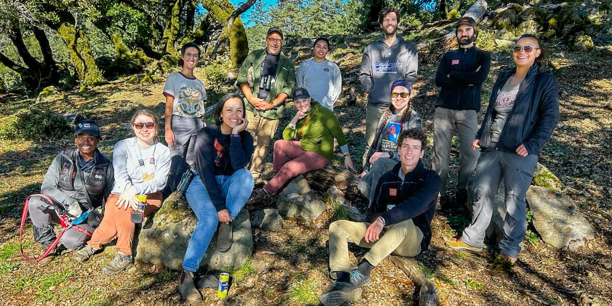 Interns, Fellows and Staff from the Community Science and Conservation team collecting data on Mount Tam