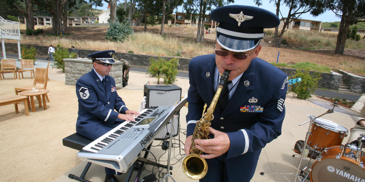 Musicians play on the Main Parade ground