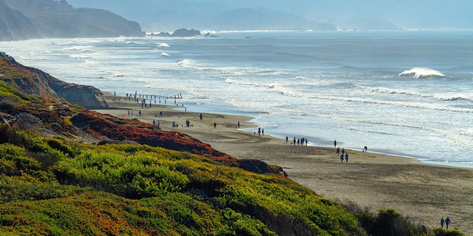 A view over the cliffs of Funston Beach