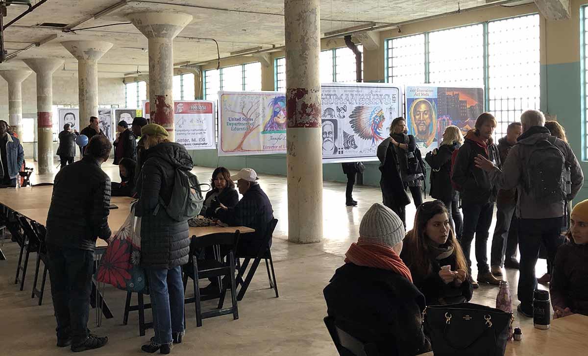 Participants at the Future IDs at Alcatraz 'Day of Public Programs' on Feb. 16, 2019, at the New Industries Building on Alcatraz Island. Participants at the Future IDs at Alcatraz 'Day of Public Programs' on Feb. 16, 2019, at the New Industries Building on Alcatraz Island.