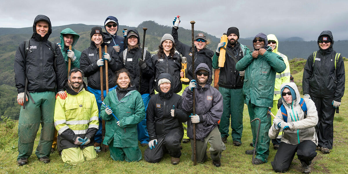 Interns and staff in the Marin Headlands in 2018.