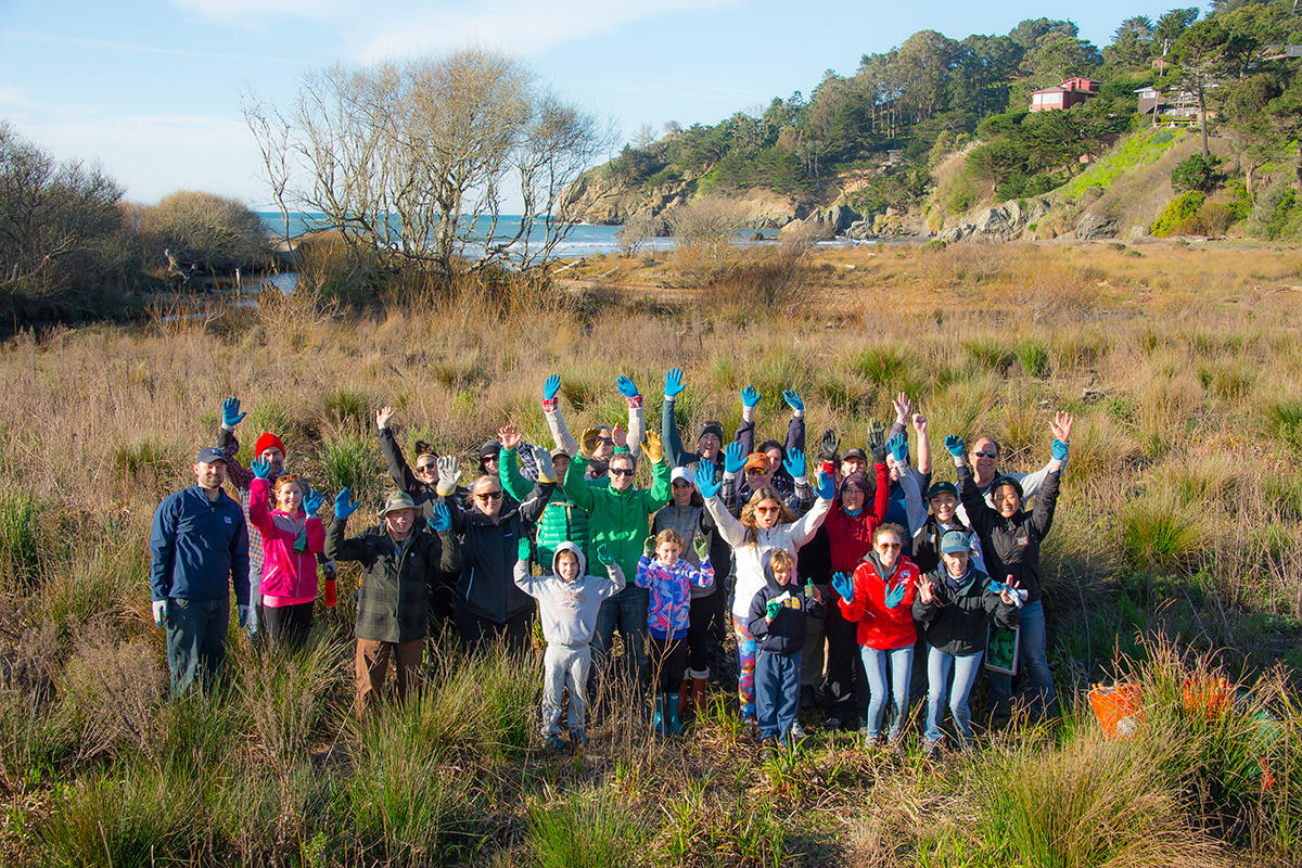 Volunteer group at Muir Beach