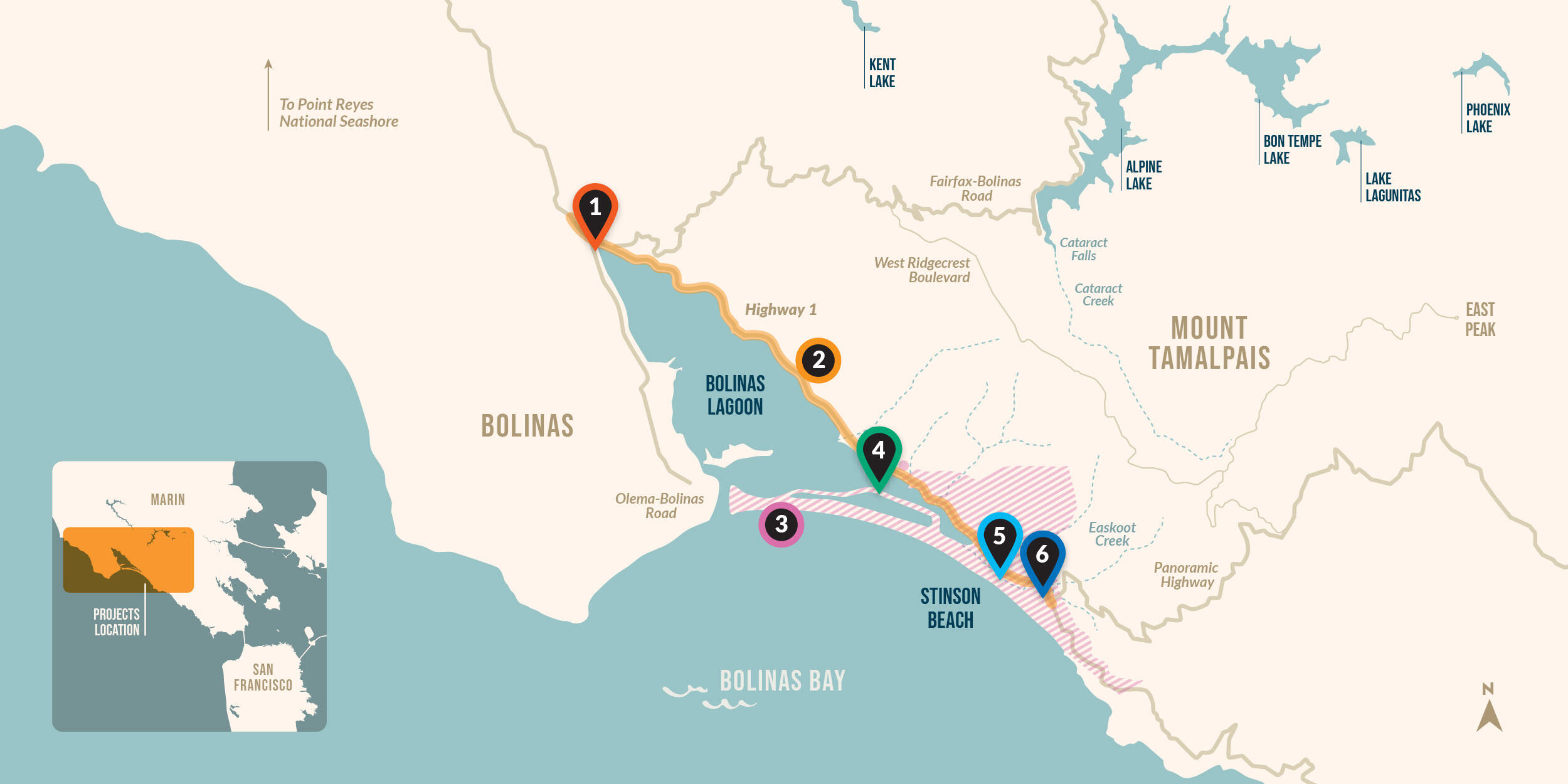 Pin-drops of coastal resilience projects 