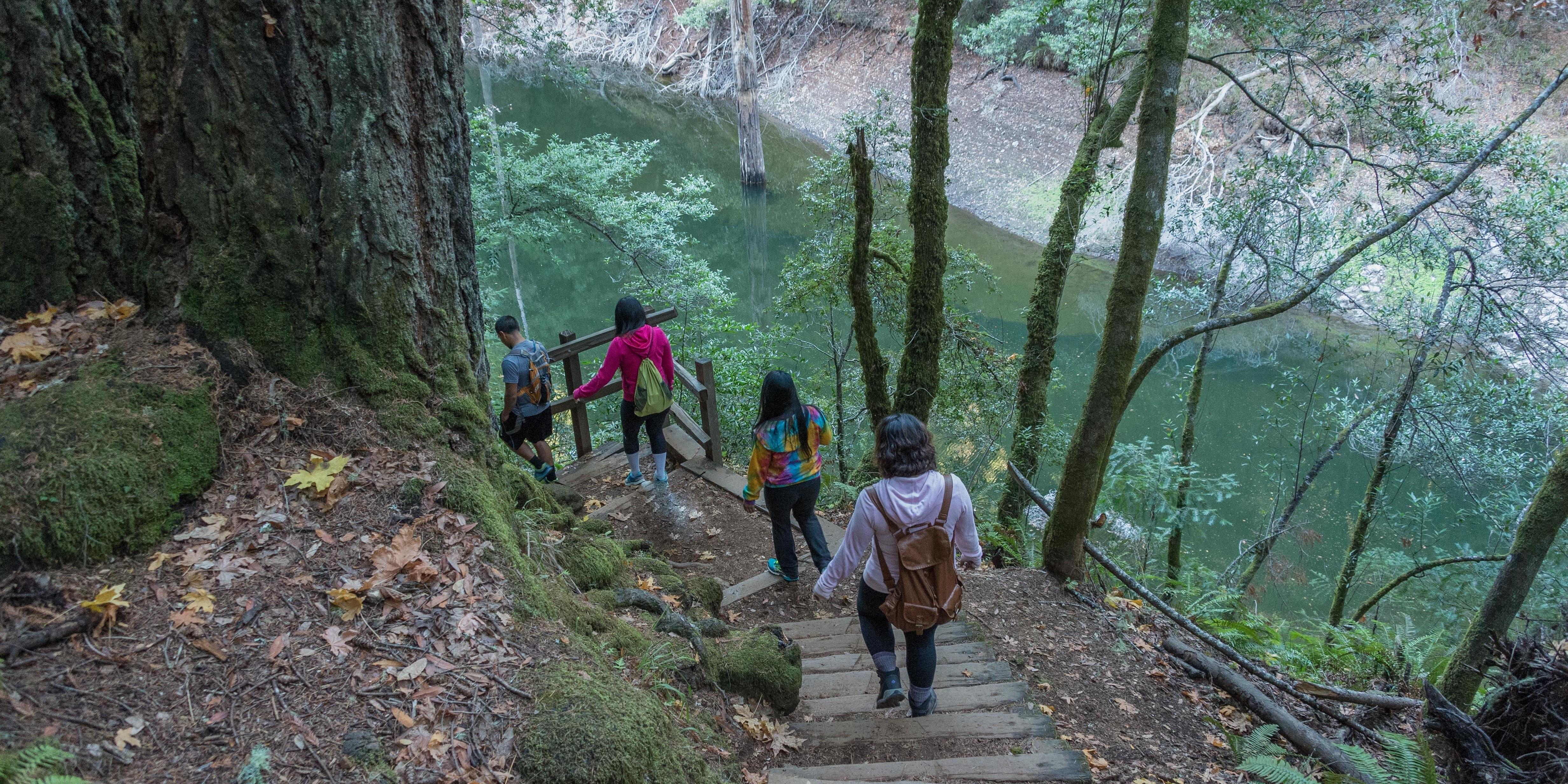 Visitors explore the Cataract Trail