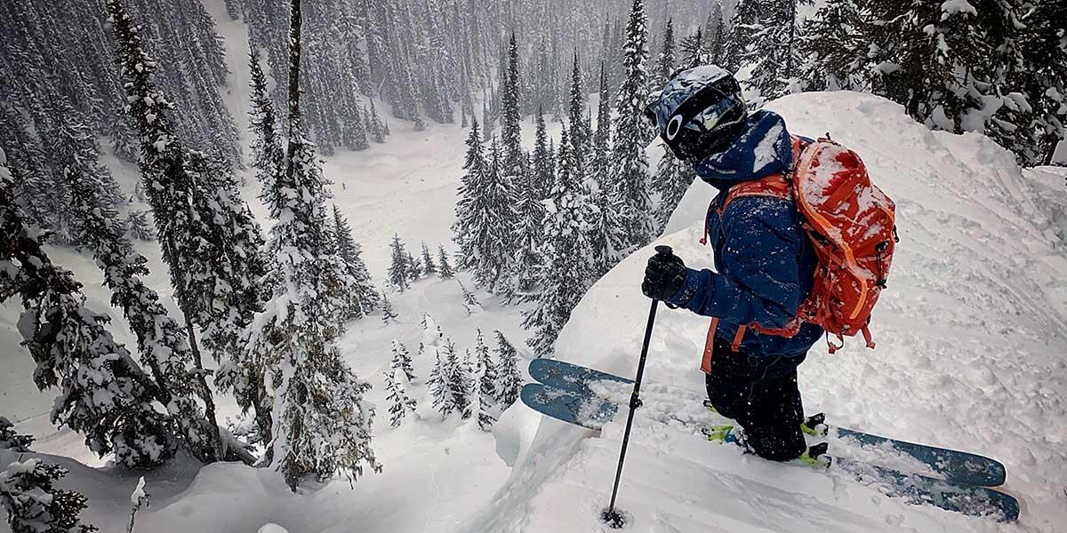 Scene from "Charge 2" where five top freeskiers and one world champion drone pilot go cat skiing in British Columbia in Canada for a week. Their instructions: charge as hard as you can everyday.