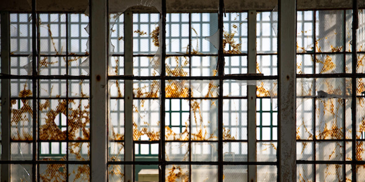 Inside the New Industries Building on Alcatraz Island.