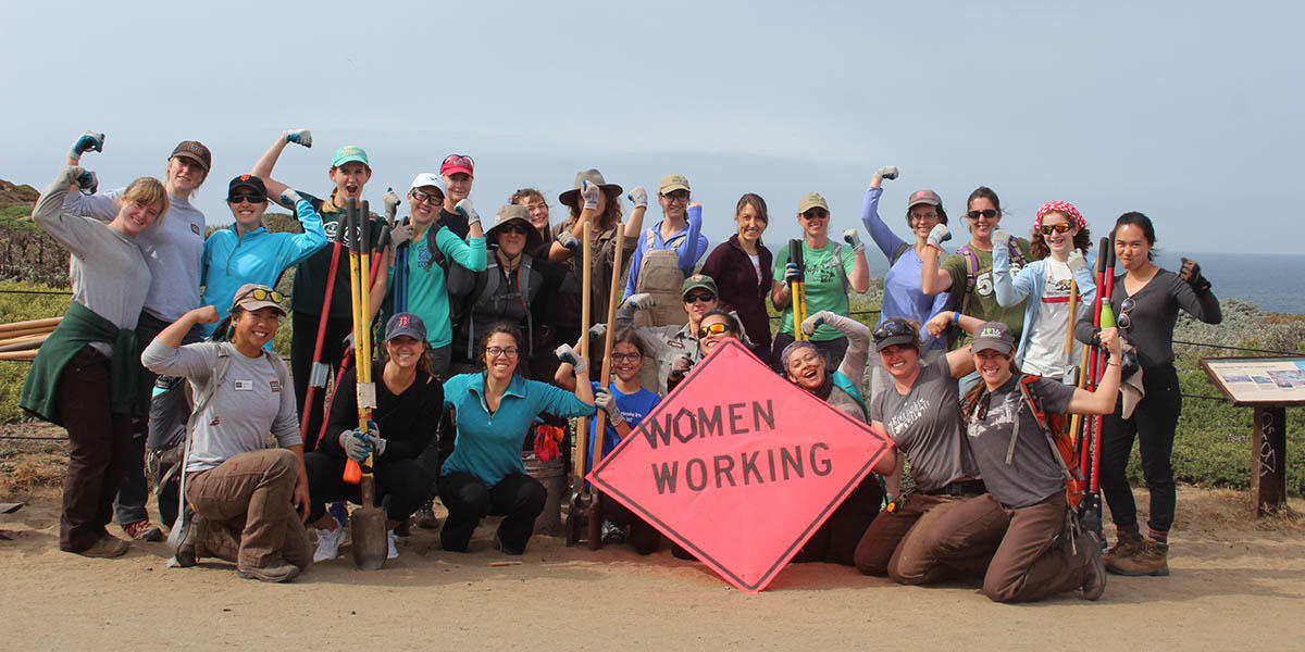 Women's Trail Day volunteers at a past event in the Golden Gate National Parks.