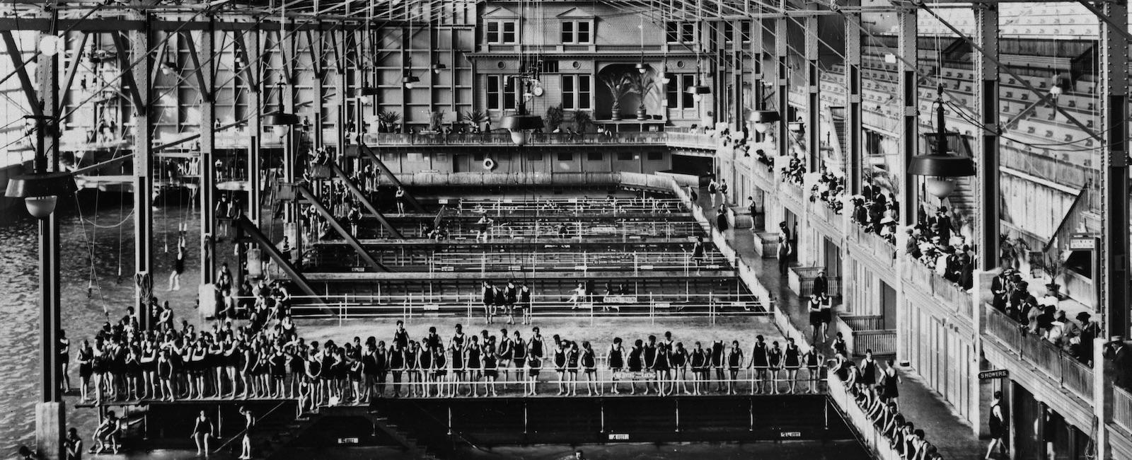 Interior of Sutro Baths, circa 1900 