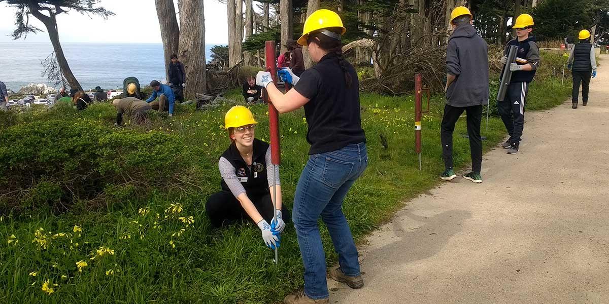 Getting to work at Love Your Parks Day at Lands End in February 2019.