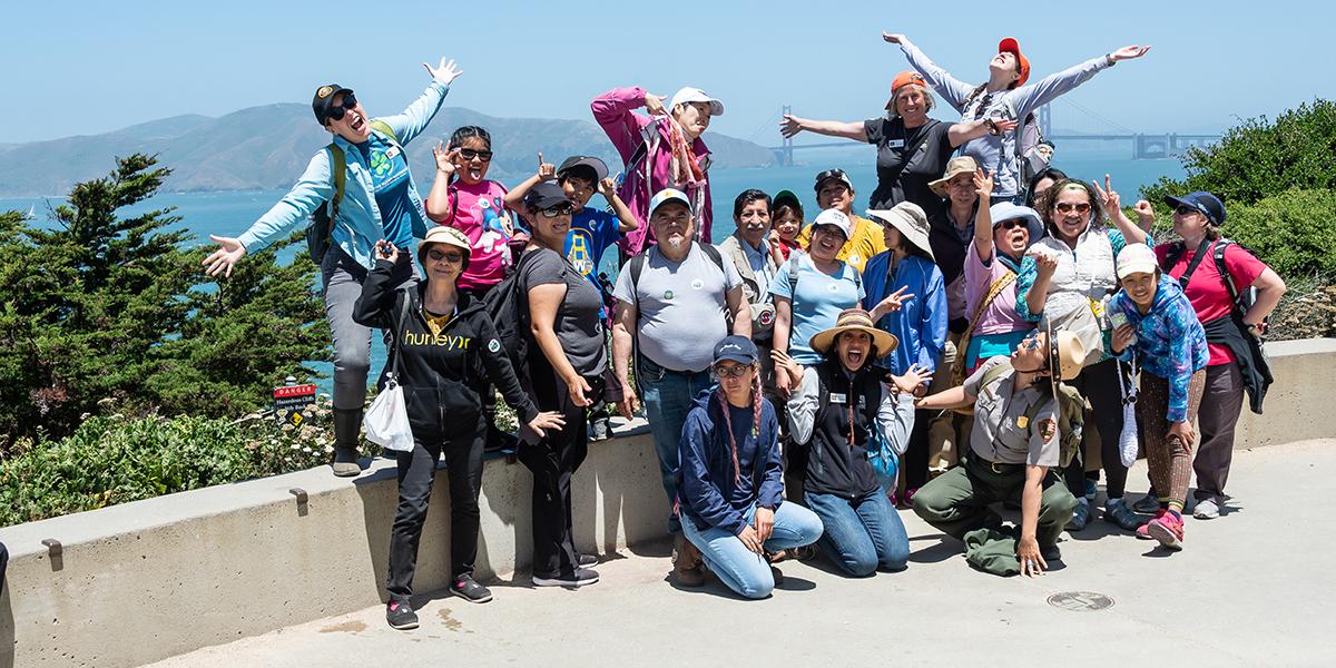 Participants in a shuttle trip to Lands End in 2018 via the San Francisco Public Library's Summer Stride program.