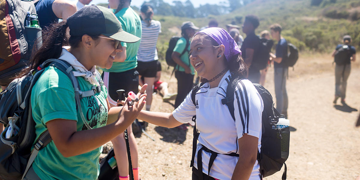 Youth spend time in nature hiking