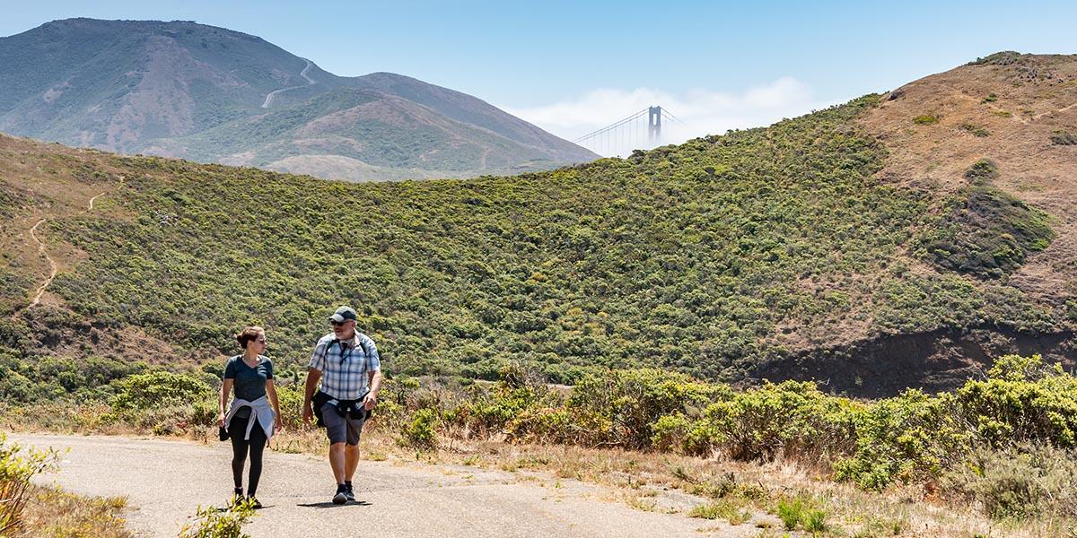 Hikers in the Marin Headlands.