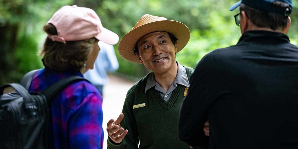 National Park Service Ranger Todd Hisaichi at Muir Woods National Monument.