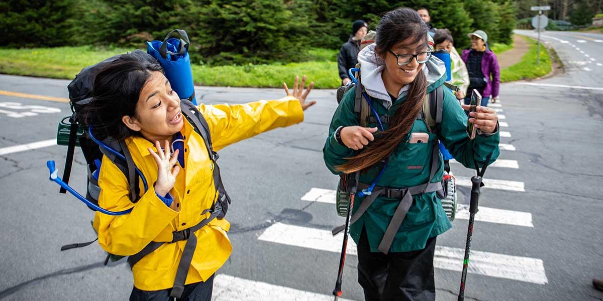 Youth in the Urban Trailblazers program on a hike through the Presidio.