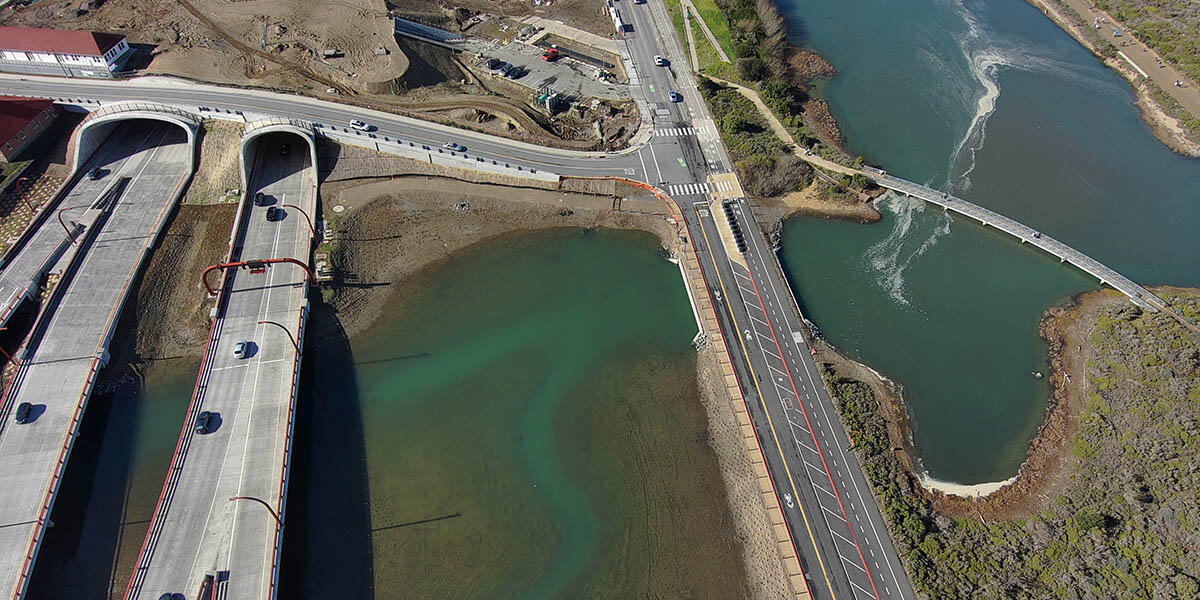 Aerial view showing the Quartermaster Reach wetlands