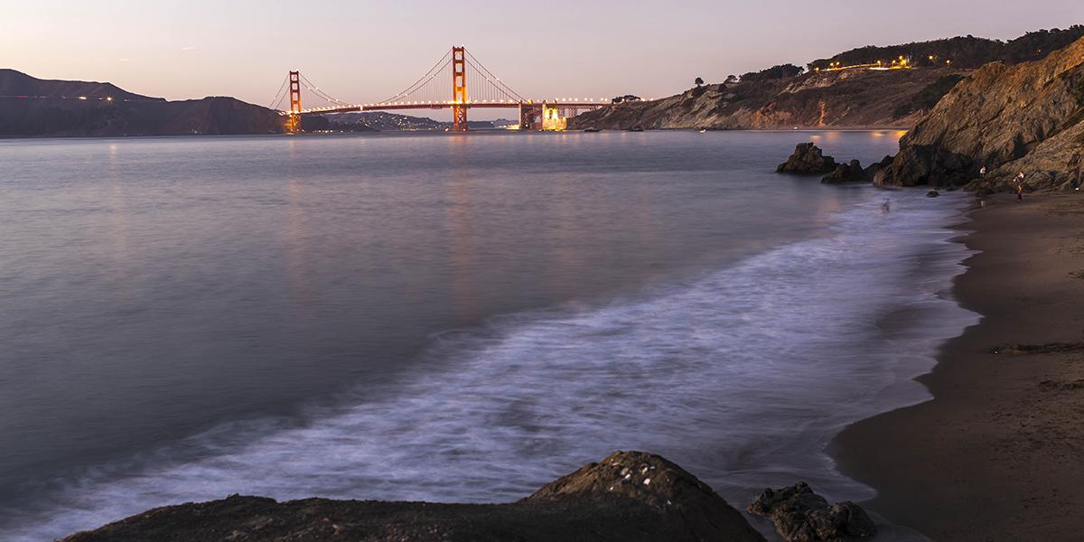 The Golden Gate Bridge as seen from China Beach View of the Golden Gate Bridge from China Beach