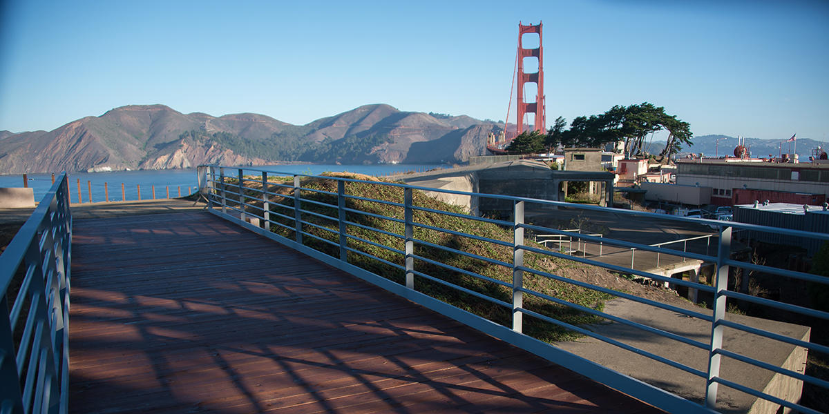 Bridge over historic batteries