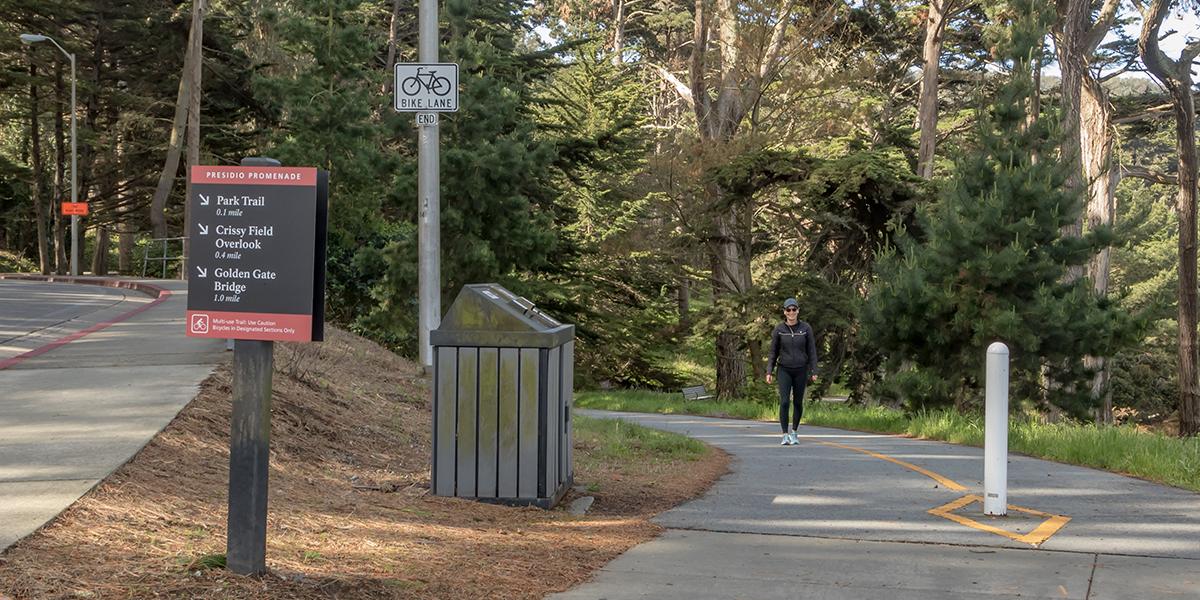Hiker on Presidio Promenade