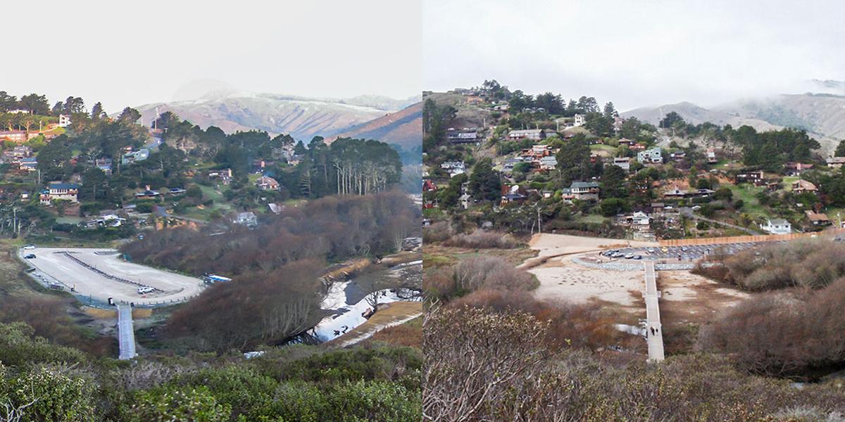 Redwood Creek before and after