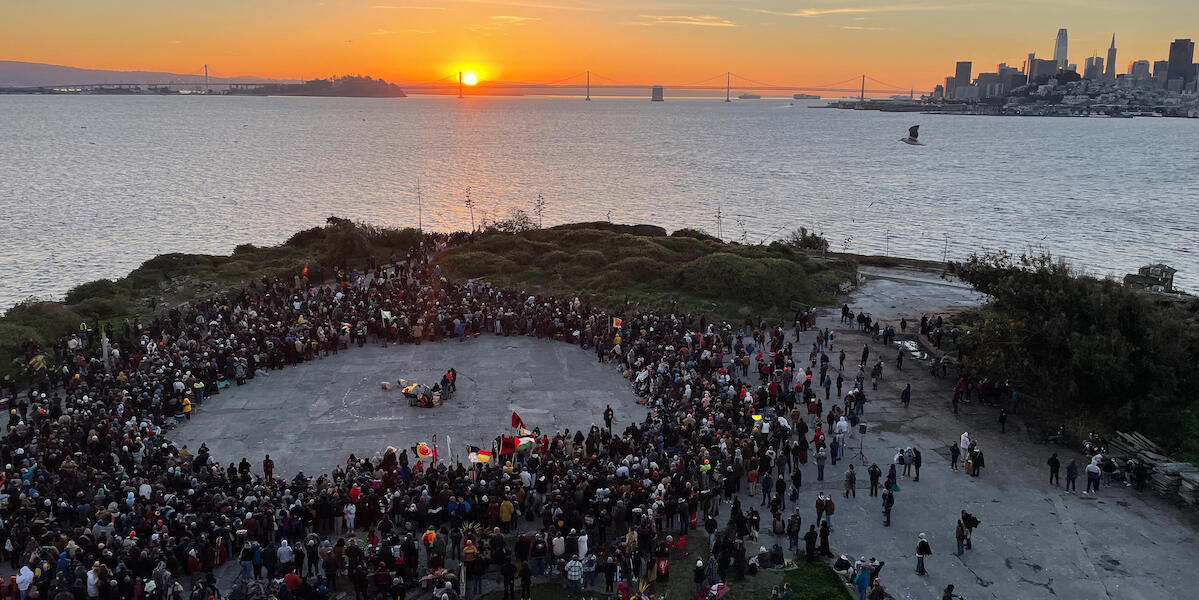 Sunrise Ceremony by the Indians of All Tribes on Alcatraz Island