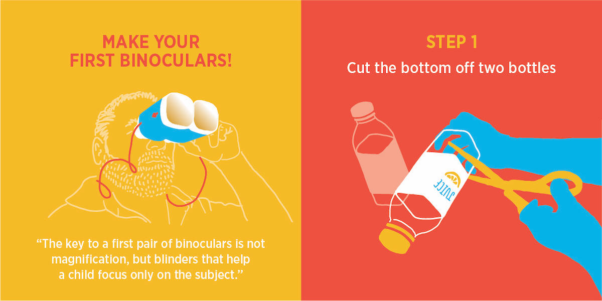 Instructions on how to make your own birding binoculars using recycled products.