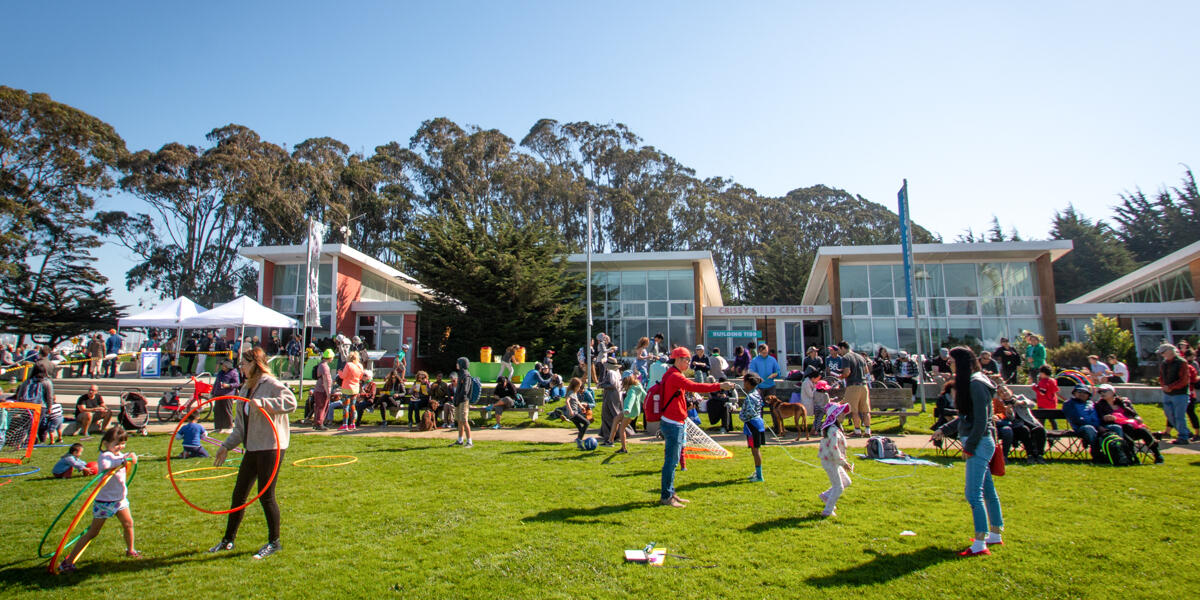 Park visitors enjoy fun activities and sunshine on Crissy Field Day.