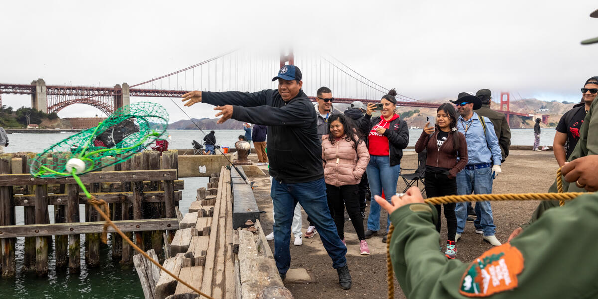 Participants from ALAS (Ayundando Latinos A Soñar) enjoying the "Raíces en la Bahía/Rooted in the Bay" event for farmworkers and their families in September 2024. Activities included crabbing, hiking, and beachside recreation.