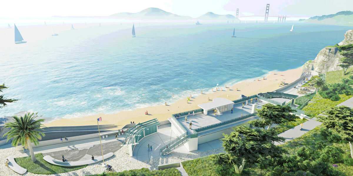 Aerial perspective rendering of the China Beach rehabilitation project.