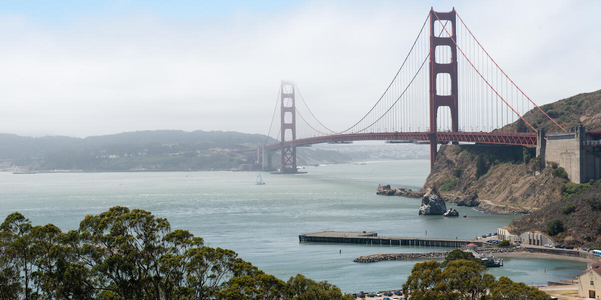 View of the Golden Gate Bridge and the Presidio of San Francisco from Fort Baker.