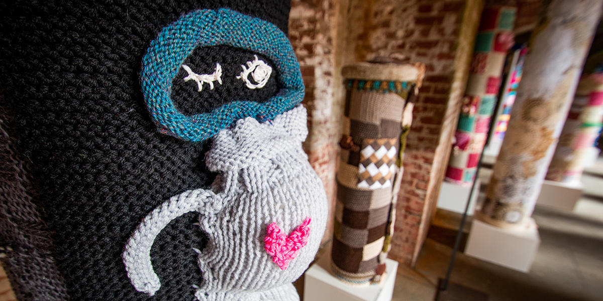 Robot made of yarn at Fort Point