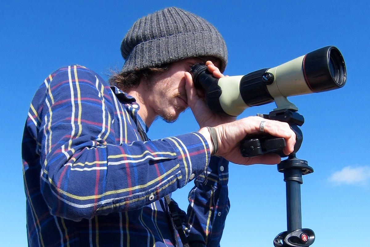 The spotting scope is an essential tool for hawkwatchers