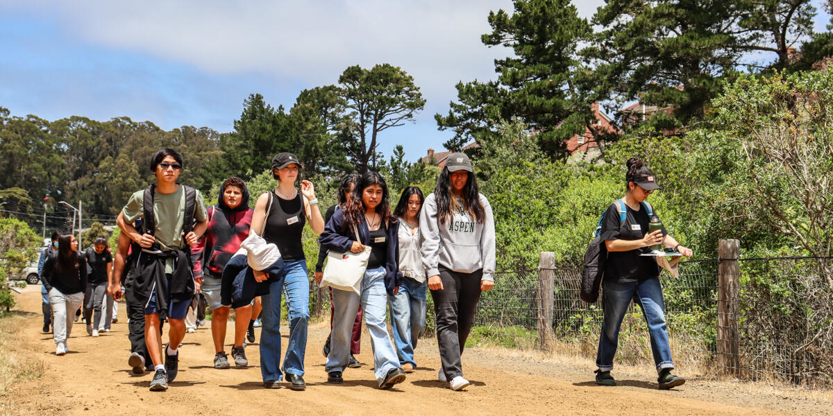 Crissy Field Center LINC youths hiking El Polin Springs in The Presidio