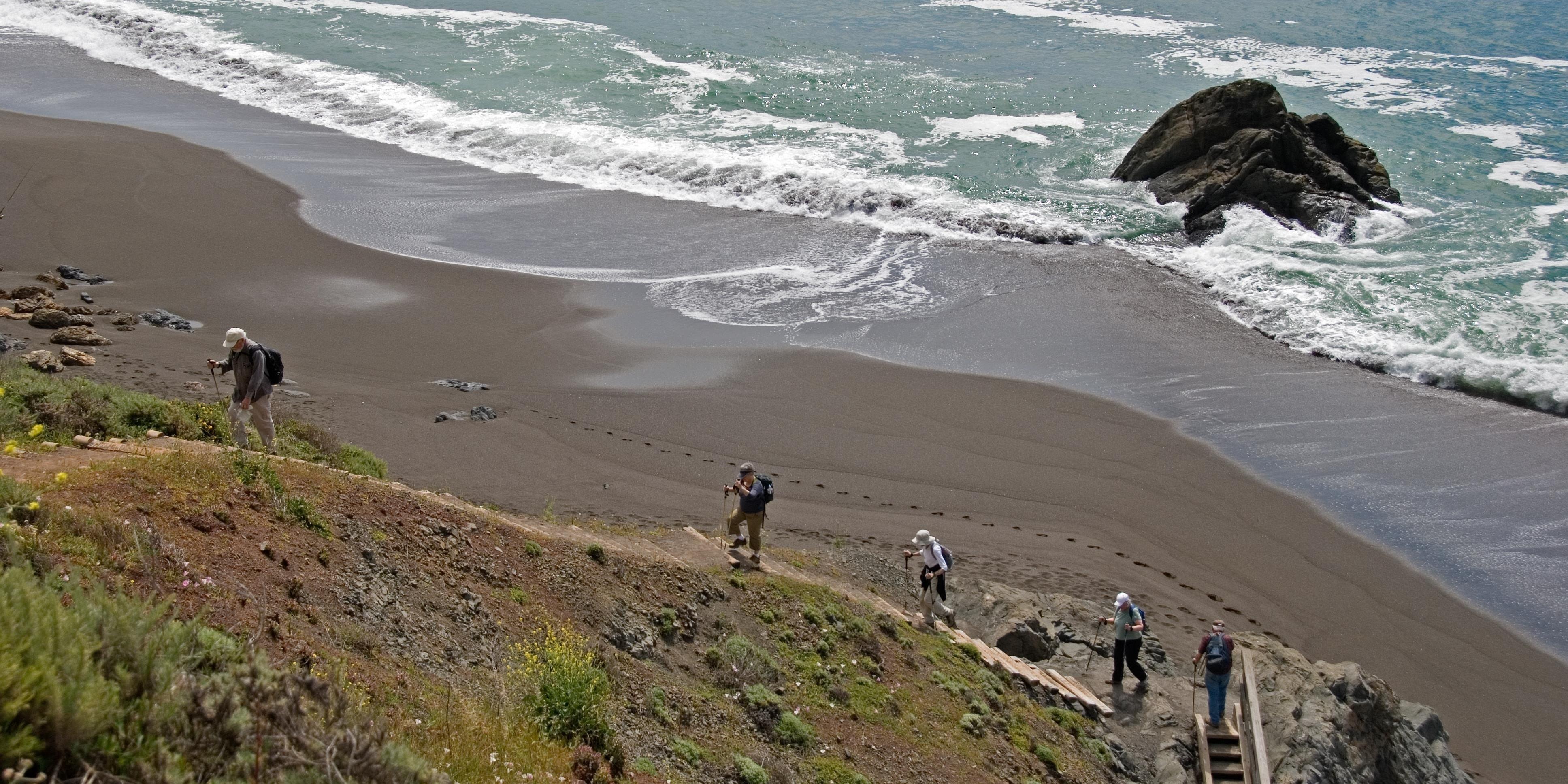 Stairs down to Black Sands Beach