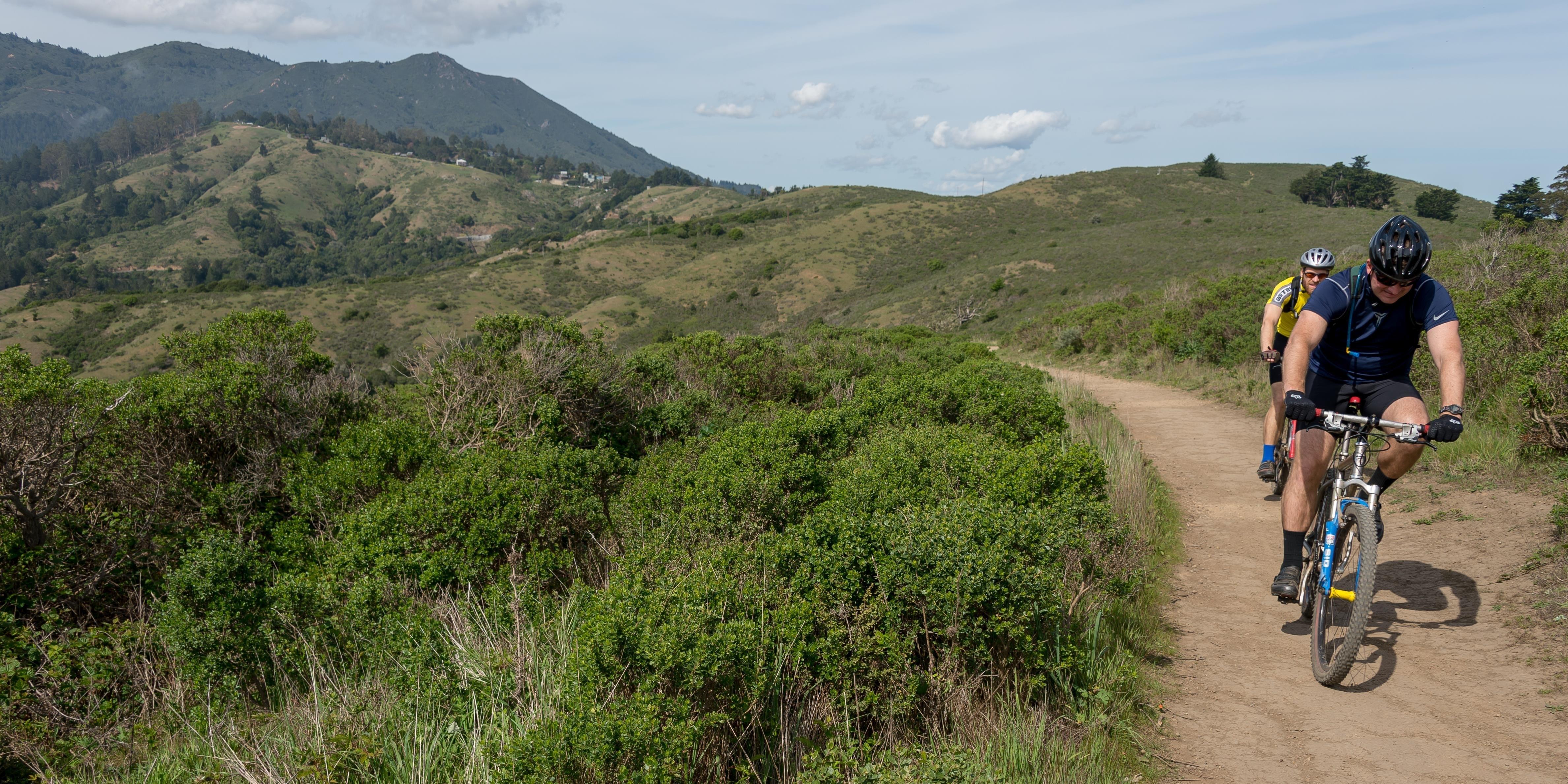 Cyclists power forward along the Miwok Trail