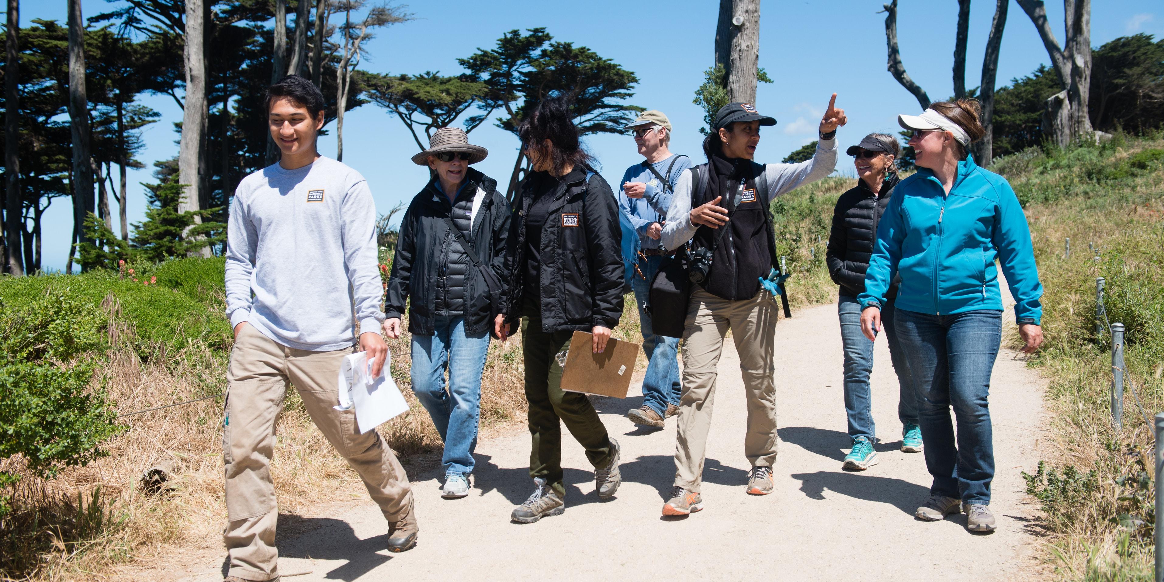 Parks Conservancy staff lead a wildflower walk at Lands End