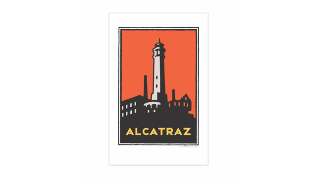 Unframed print of the Michael Schwab logo of Alcatraz.