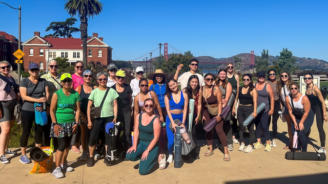 Members enjoying yoga in the Presidio