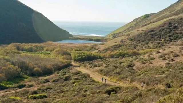 Birds-eye-view of the Tennessee Valley Trail leading to Tennessee Beach